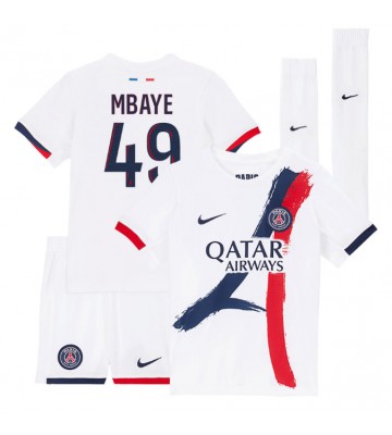 Paris Saint-Germain Ibrahim Mbaye #49 Segunda Equipación Niños 2025-26 Manga Corta (+ Pantalones cortos)